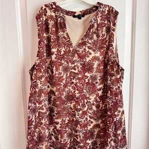 Papermoon Floral Sleeveless Top - Red and Cream